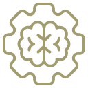 Abstraktes Icon, das ein Zahnrad oder eine Blüte darstellt und Funktionelles Training symbolisiert.