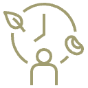 Abstraktes Icon einer Uhr, das Alltagstraining und Beratung symbolisiert.